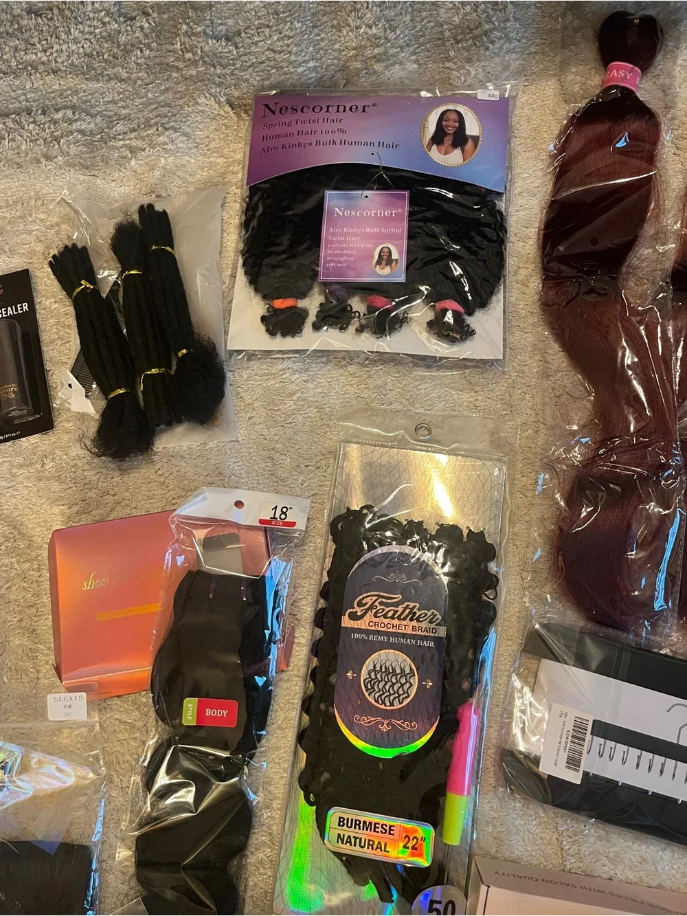 NWT Huge Assorted Human Hair Extensions & Wigs & Lashes both Human and Synthetic - Picture 6 of 15